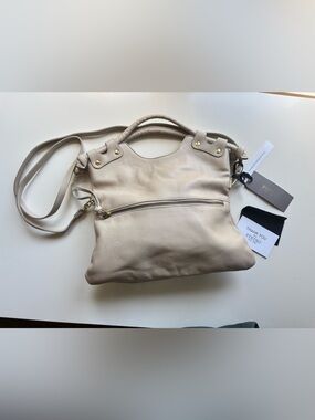 PIETRO NYC LIGHT TAN LEATHER BAG WITH SHOULDER STRAP NWT